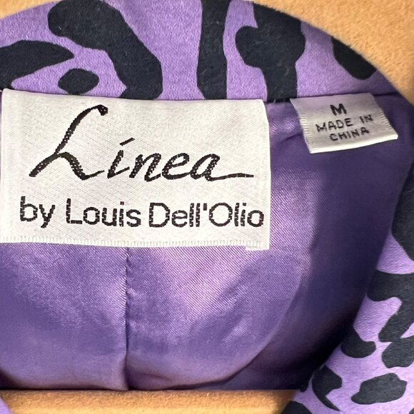 Linea By Louis DellOlio Purple & Black Leopard Print Blazer Jacket M - Picture 3 of 5